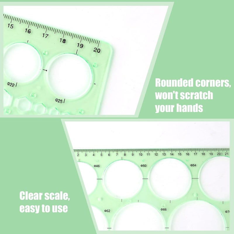 XIHIRCD 4pcs Circle Template for Drawing, Premium Plastic Circle Template Geometric Stencils for Drawing Measuring Used Widely for Architectural Mathematical Drawing Design(Green) - Image 4